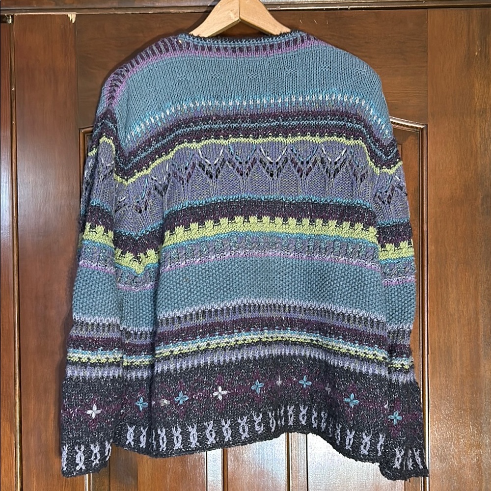 Sigrid Olsen Sport Cardigan Sweater Purples, Blues, Greens Size XL - Picture 2 of 5